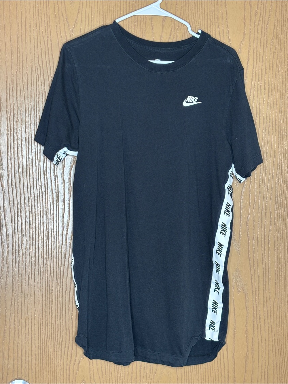 Nike Black Short-Sleeve Tee with White Swoosh and Side Tape